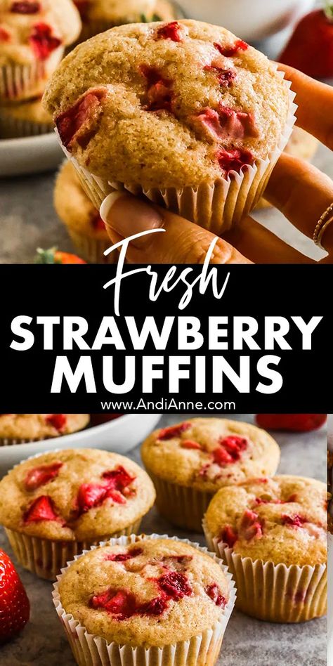 Strawberry muffins are light, fluffy, and bursting with sweet strawberry flavor. They’re the perfect spring and summer treat for when fresh berries are in season. Strawberry Coconut Muffins, Strawberry Muffins Easy, Fresh Strawberry Muffins, Blueberry Yogurt Muffins, Strawberry Muffin Recipes, Dehydrated Strawberries, Strawberry Butter, Strawberry Muffins, Pie Shop