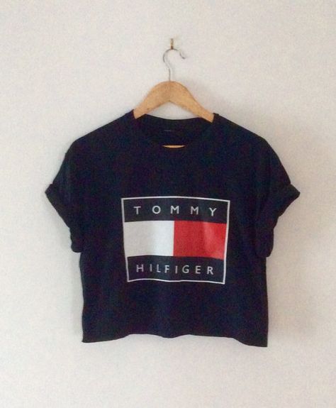 classic black tommy hilfiger crop top swag by 0BubblegumBoutique0 Hilfiger Outfits, Tommy Hilfiger Crop Top, Tommy Hilfiger T Shirt, Cropped Tops, Mode Inspo, Mode Inspiration, Festival Outfits, Urban Fashion, Teen Fashion