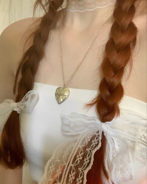 Heart Shaped Necklace, A Heart, Brown Hair, Red Hair, Ginger, A Woman, White Dress, Red, Hair