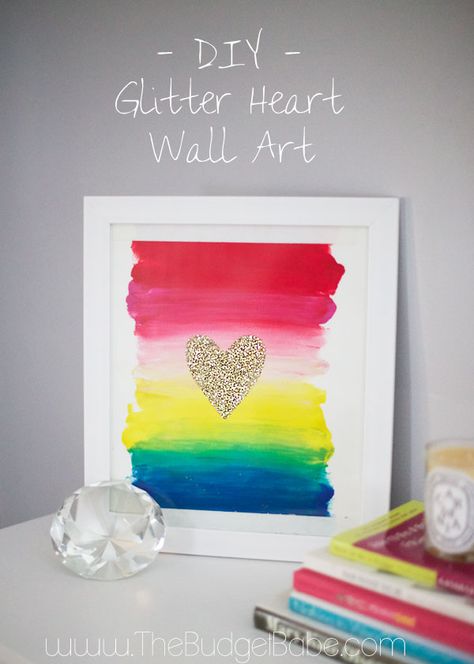 Diy Heart Painting, Diy Bright Wall Art, Heart Wall Decor Diy, Heart Wall Art Diy, How To Paint Hearts On Canvas, Glitter Art Diy, Valentines Wall Art, Glitter Wall Art Diy Canvases, Marriage Wall Art