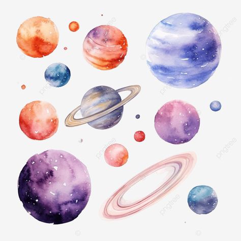 Planets Doodle, Murmuration Art, Space Objects, Space Watercolor, Space Theme Party, Solar System Planets, Watercolor Galaxy, Butterfly Clip Art, Cup Decal