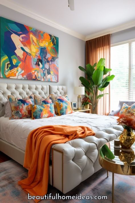 31 Most Wonderful Maximalist Bedroom Ideas: Best Designs and Tips - Beautiful Home Ideas Colorful Maximalist Decor Bedroom, Maximalist Bedroom Decor, Timber Bedroom, Colorful Maximalist Bedroom, Bedroom Blues, Maximalist Bedroom Ideas, Colorful Bedroom Design, Sophisticated Living Room, Funky Bedroom