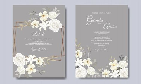 a Undangan Pernikahan Aesthetic, Pernikahan Aesthetic, Elegant Wedding Invitations Templates, Vintage Wedding Stationery, Gold Wedding Stationery, Floral Wedding Stationery, Elegant Wedding Invitation Card, Floral Birthday Invitations, Floral Wedding Invitation Card