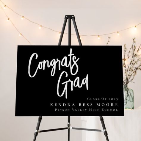 Graduation Party Sign Black and White. Black Tie Graduation Party Ideas, Black And Silver Graduation Party, Black And White Grad Party, Black Grad Party, Black And White Graduation Party, Master Graduation, Black Graduation Party, Masters Party, Graduation Cocktail