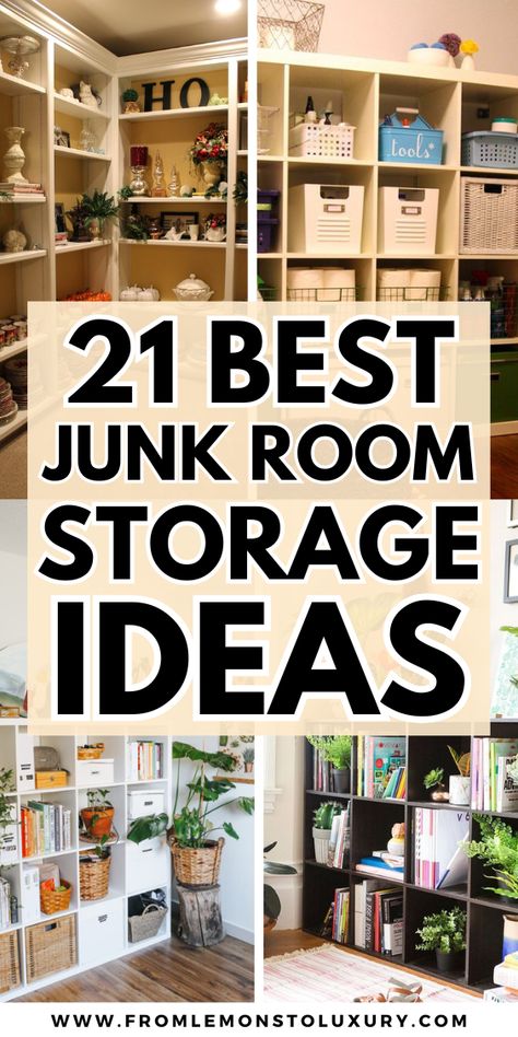 21+ Easy Junk Room Storage Ideas That Will Transform Your Space - From Lemons To Luxury How To Add More Storage To Your Home, Efficient Storage Space Saving, Organizing A Storage Room, Large Item Storage Ideas, Space Saver Storage Ideas, Whole Wall Storage, Storage Room Ideas For Small Spaces, Creating Storage In Small Spaces, Indoor Storage Ideas