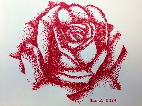 Snow White And Rose Red, Fairy Tales Artwork, Rose Outline, Bull Painting, The Brothers Grimm, Rose Sketch, Stippling Art, Drip Art, Pen Art Drawings