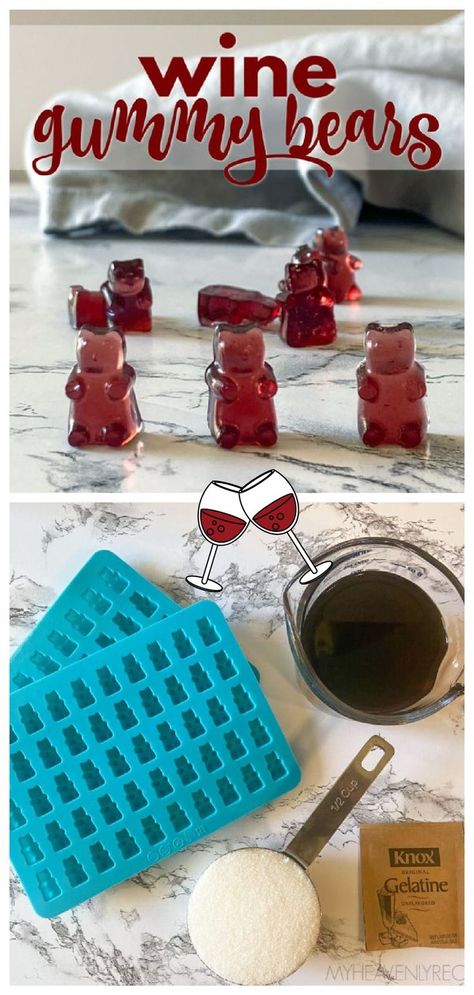 How to make red wine gummy bears for a girls night! Better than jello shots. Your guests will love these! Alcoholic gummy bears to share. Alcoholic Gummy Bears, Drunk Gummy Bears, Wine Gummy Bears, Alcohol Gummy Bears, Gummy Bears Recipe, Vodka Gummy Bears, Making Gummy Bears, How To Make Wine, Homemade Gummy Bears