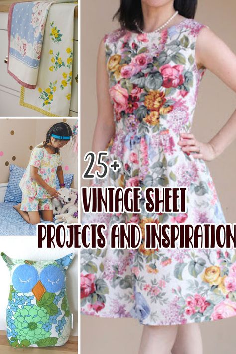 Sewing With Vintage Linens, Sewing With Sheets, Vintage Table Cloths Repurposed, Old Sheets Repurpose, Vintage Sheets Repurposed, Vintage Sheet Dress, Clothes From Sheets, Upcycle Vintage Linens, Upcycle Bed Sheets