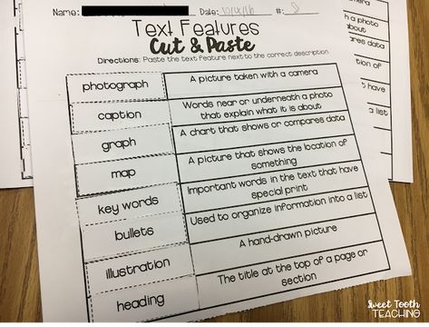 Text Feature Surgery- A Classroom Transformation - Sweet Tooth Teaching Nonfiction Text Features Activities, Text Features Activities, Expository Text, Reading Notebooks, Read Aloud Activities, Nonfiction Text Features, Reading Projects, Interactive Read Aloud, Classroom Transformation