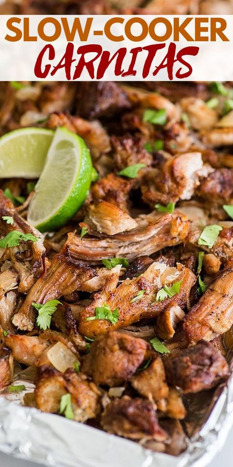 Slow Cook Carnitas, Pork Shoulder Roast Crock Pot, Crock Pot Carnitas, Crockpot Pork Shoulder, Baking Mischief, Slow Cooker Carnitas, Crockpot Pork Roast, Pot Roast Crock Pot Recipes, Pork Crockpot Recipes