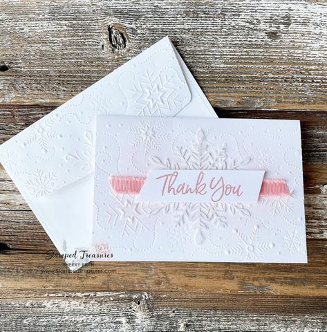 Simple Holiday Thank You Card Stampin Up Christmas Thank You Cards Simple, Su Thank You Cards Simple, Clean Simple Christmas Cards, Winter Thank You Cards, Christmas Thank You Cards, Gift Tag Ideas, Snow Christmas Cards, Simple Holiday Gifts, Simple Christmas Cards