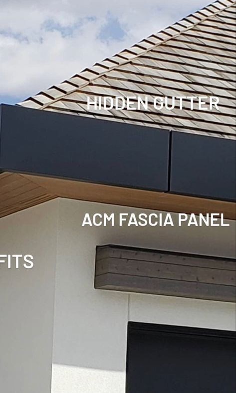 ACM fascia panels Driveway Uk, Roof Fascia, Architecture Roof, Popular Kitchen Designs, Building Extension, Roof Trim, Fascia Board, Roof Siding, Metal Siding