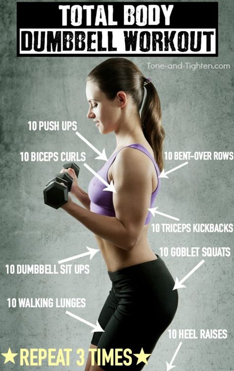 Free Weight Workout, Workout With Dumbbells, Dumbbell Workouts, Dumbbell Exercises, Total Body Workouts, Hand Weights, Arm Workouts, Total Body Workout, Dumbbell Workout