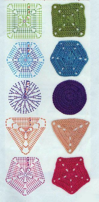 Háčkované Lemy, Crochet Geek, Mode Crochet, Crochet Hexagon, Crochet Design Pattern, Crochet Circles, Crochet Square Patterns, Granny Squares Pattern, Crochet Motifs