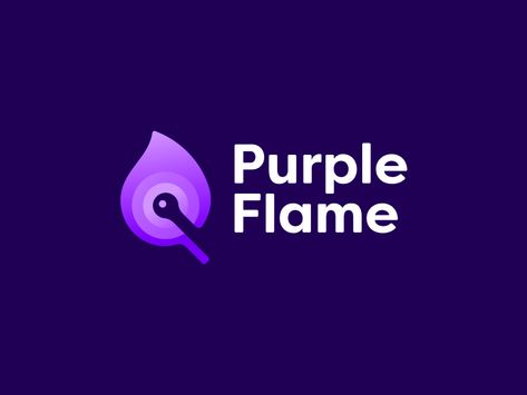 Purple Flame Logo by LeoLogos.com | Smart Logos | Logo Designer Purple Logo Design, Logo Color Schemes, P Logo Design, Flame Logo, Negative Space Logos, Purple Flame, Startup Logo, Gradient Logo, Purple Logo