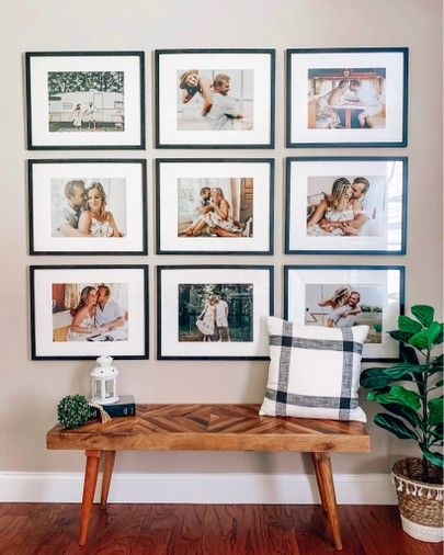 gallery wall / home decor ideas / black picture frames / couples photos / anniversary photos / hang a gallery wall @liketoknow.it @liketoknow.it.home #liketkit #LTKhome #LTKunder50 http://liketk.it/2H2JB Couple Gallery Wall Ideas, Black Picture Frames On Wall Hallways, Bedroom Picture Wall Ideas Couples, Wedding Photo Display Home Living Room, Wedding Photo Wall Home, Wedding Photo Walls, Decoration Hall, Family Gallery Wall, House Entry