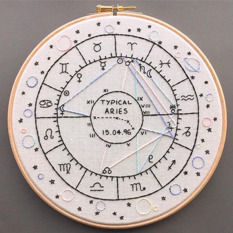 Lucky Stitch Club on Instagram: “happy birthday to our friendly local Aries baby @eilishmcphee ♈️ . . . . . . . . . . . . . #embroidery #embroideryart #astrology…” Aries Embroidery, Aries Baby, Embroidery Stitches Beginner, Diy Embroidery Patterns, Happy Birthday To Us, Thread Painting, Instagram Happy Birthday, Birth Chart, Embroidery Craft