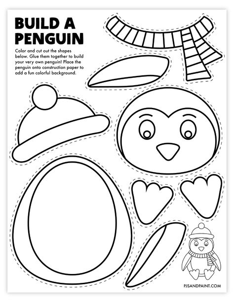 Build A Penguin, Penguin Crafts Preschool, Mother's Day Crafts For Kids, Unicorn Craft, Penguin Crafts, Free Printable Crafts, Penguin Craft, December Crafts, Kids Homemade