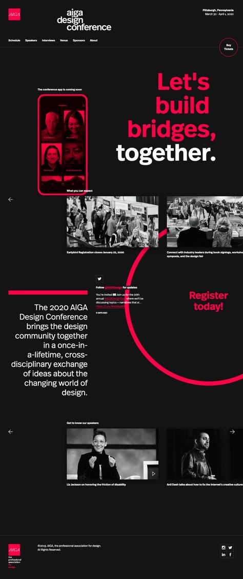 AIGA Design Conference landing page design inspiration - Lapa Ninja Tech Website Design Inspiration, Microsite Design, Website Layout Inspiration, Design Conference, Design Sites, Landing Page Design Inspiration, Aiga Design, Landing Page Inspiration, Design Cv