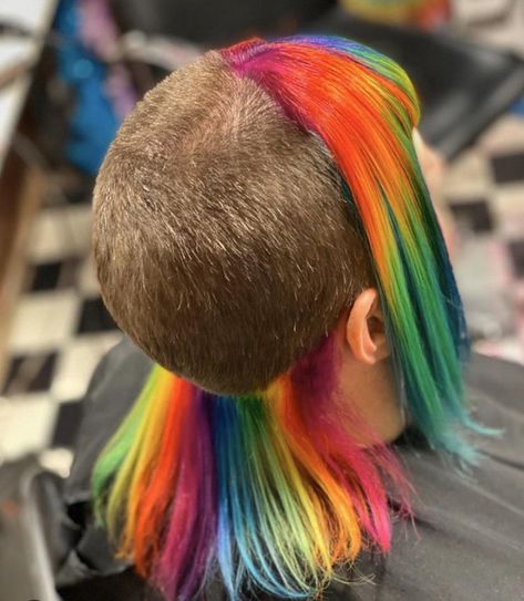 Rainbow Mullet, Dreadlock Mullet, Hair Fails, Very Interesting, Rainbow Hair, Haircuts For Men, Fails, Hair Wrap, Dreadlocks