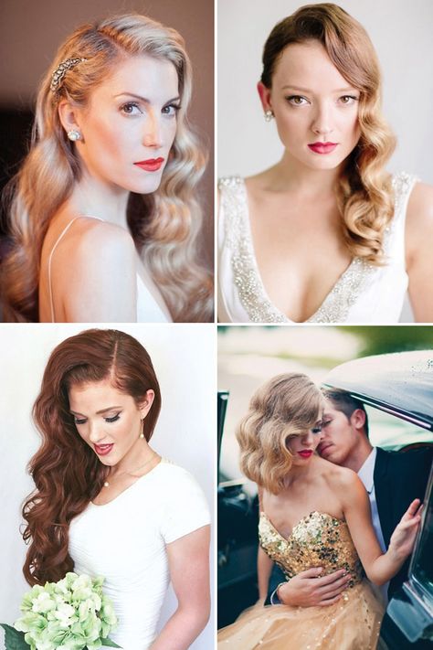 Love the vintage wedding theme? Try one of these timeless wedding hairstyles on your big day! Blonde Pony, Wedding Hair Ideas, Retro Wedding Hair, Vintage Waves, Hollywood Waves, Vintage Wedding Hair, Vintage Wedding Theme, Best Wedding Hairstyles, Trendy Wedding Hairstyles