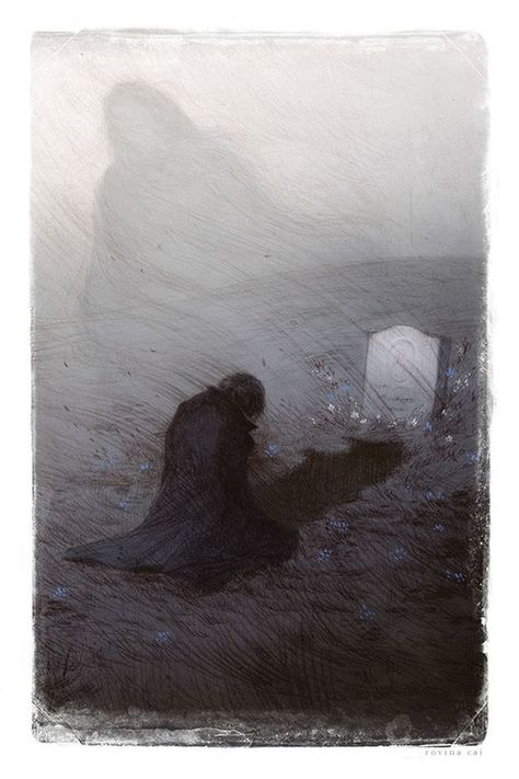 Emily Bronte, Wuthering Heights, Interior Illustration, Graveyard, Dark Art, Cemetery, Aesthetic Art, Fantasy Art, Literature