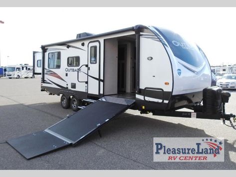 New 2020 Keystone RV Outback Ultra Lite 240URS Toy Hauler Travel Trailer at PleasureLand RV | St Cloud, MN | #1526-19 Two Door Refrigerator, Toy Hauler Trailers, Keystone Outback, Toy Hauler Travel Trailer, Trailer Camping, Travel Trailer Camping, Keystone Rv, St Cloud, Toy Hauler