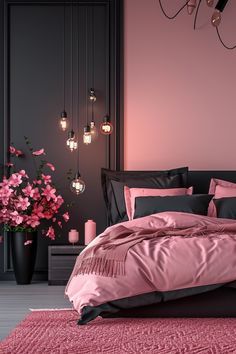 Pink And Black Bedroom Ideas, Pink And Black Bedroom, Pink Bedroom Accessories, Black Bedroom Ideas, Blush Pink Bedroom, Amazing Bedroom Designs, Bedroom Sanctuary, Pink Bedroom Decor, Attic Bedrooms