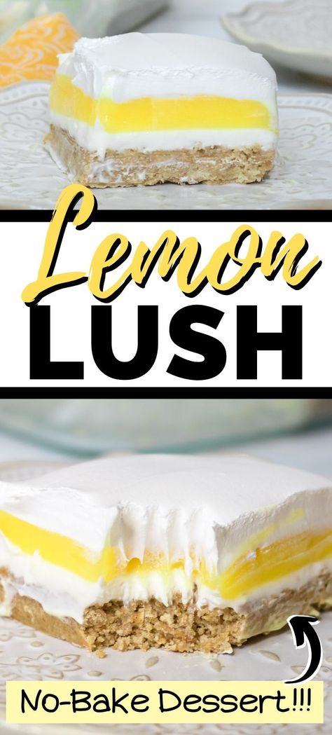 Layered Lemon Dream, Lemon Lasagna Dessert Graham Crackers, Gluten Free Lemon Lush Dessert, Easter Lemon Desserts, Lemon Delight Dessert, Lemon Lush Cake, Summer Dessert Recipes Lemon, Summer Desserts Easy No Bake Simple, Lemon Trifle Desserts