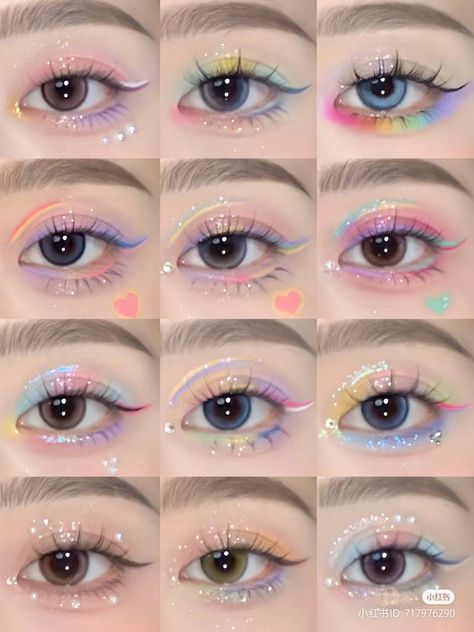 Pop Makeup, Anime Eye Makeup, Cute Eye Makeup, Doll Eye Makeup, Kawaii Makeup, Beauty Makeup Tutorial, Smink Inspiration, Ethereal Makeup, Eye Makeup Designs