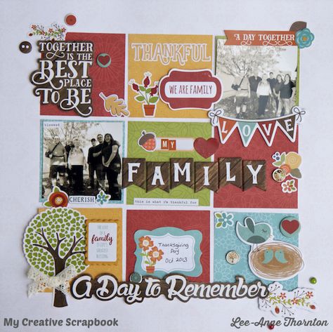 Family - A Day To Remember - Echo Park - I Love Family Collection. Nov. 2016 Main Kit My Creative Scrapbook Family Scrapbook Layouts, Family Layout, Scrapbook Generation, Cute Scrapbooks, Remember Day, Scrapbook Layout Sketches, Creative Scrapbook, Fall Scrapbook, Family Scrapbook