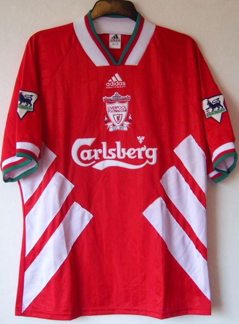 Liverpool football shirt 1993 - 1995 sponsored by Carlsberg Liverpool Retro Jersey, Liverpool Retro, Alan Hansen, Chrome Design, Jersey Collection, Liverpool Home, Retro Football Shirts, Jersey Soccer, Classic Football Shirts