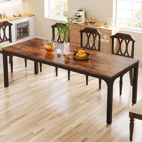 Dining Table for 6-8 Person, 78 inch Long Rectangular Kitchen Dining Table for Living Room - Bed Bath & Beyond - 37540530 8 Person Dining Table, Rectangle Kitchen Table, Rectangular Kitchen, Long Kitchen, Kitchen Table Wood, Long Dining Table, Vintage Dining Table, Table For Living Room, Grande Table