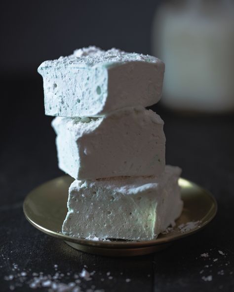 Trying to Unplug From the World - Pistachio Marshmallows • Poet and Flower Fluffy Marshmallows, Pistachio Ice Cream, Unflavored Gelatin, Candy Thermometer, Green Food Coloring, Classic Desserts, Confectioners Sugar, Corn Syrup, Marshmallows