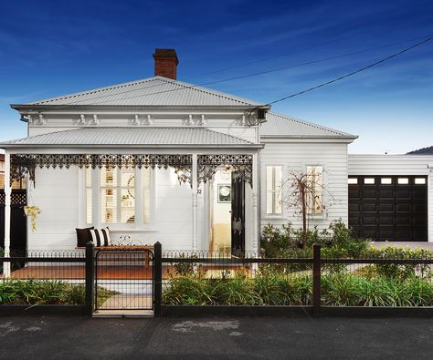 Bursting with charm, this cottage in Melbourne’s Yarraville is a hot-favourite on *Homes To Love* and currently up for sale. We asked homeowner Rachel Rankin for her tips on renovating a house to maximise profits. Harkaway Homes, Black Fence, Regent Street, Cottage Exterior, Victorian Cottage, Diy Renovation, House Paint, House Paint Exterior, Facade House