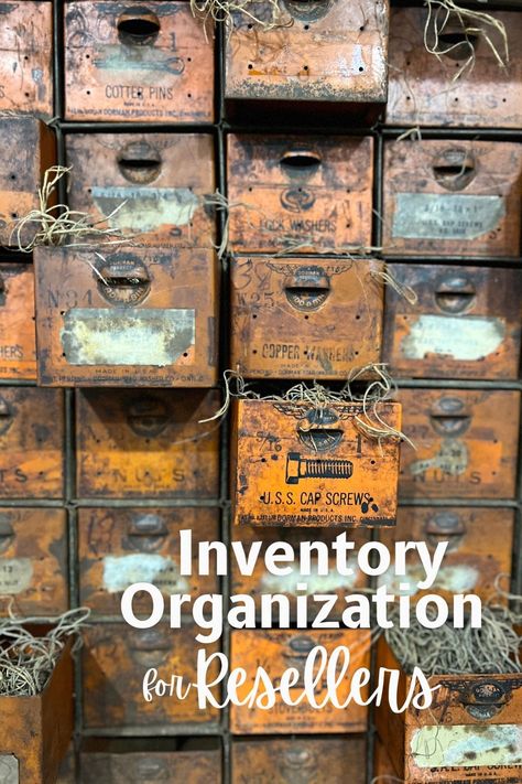 Reseller Tips for Inventory Organization - The Junk Parlor Reseller Organization Room, Reseller Tips, Inventory Organization, Organizing Jewelry, Repurposed Junk, Vintage Booth, Antique Booth Ideas, Clever Organizer, Antique Booth