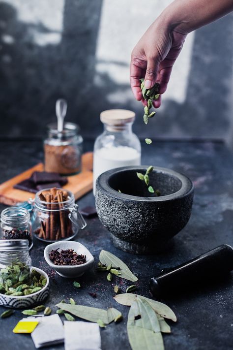 Chai Spiced Hot Chocolate - Beverage - Playful Cooking Salt Ritual, Spiced Hot Chocolate, Spices Photography, Love Spells, Food Photo, Food Styling, Ayurveda, Product Photography, Apothecary