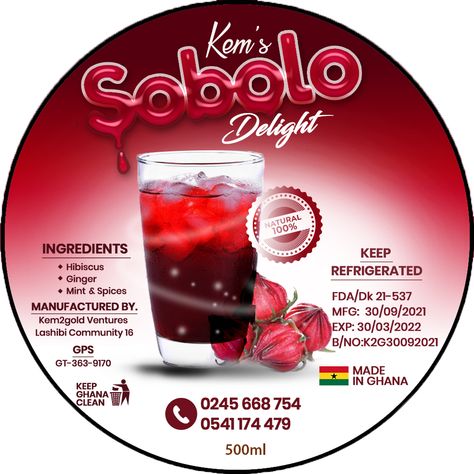 Sobolo Drink Label Designs, Sobolo Drink Flyer, Zobo Drink Label Design, Zobo Drink, Products Photoshoot, Juice Business, Human Digestive System, Medical Photos, Church Poster Design