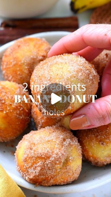 Carine Claudepierre on Instagram: "🍩Comment 'DONUTS' and I'll DM you the full recipe in your inbox 🌿Follow @theconsciousplantkitchen for more healthy vegan baking alternatives!
.
Or you can copy paste the link below to go on the recipe on my website:
https://www.theconsciousplantkitchen.com/banana-donut-holes/
.
So technically I should say 4 ingredients donuts holes, because who doesn't roll donuts in cinnamon sugar!? But, what I meant is, the dough comes together with just 2-ingredients and if you are after an healthier donut, wyeast-free, no fried, and quick and easy to put together, these banana donut holes are the one you need. They are vegan, I didn't try gluten-free flours yet I am sorry.
.
#healthydesserts #2ingredients #easyrecipeideas #donutholes #healthyrecipes #healthyalternat Banana Donut Holes, Baking Alternatives, Donut Batter, Healthy Donuts, Plant Based Cookbook, Kinds Of Desserts, Donut Holes, Vegan Cookbook, Self Rising Flour