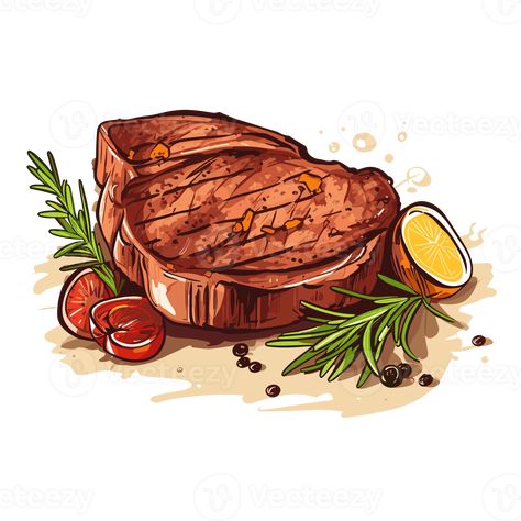 Grilled Steak Clipart - Generative Ai Steak Clipart, Steak Illustration, Food Sketch, Tree Saw, Grilled Steak, Sirloin Steaks, How To Cook Steak, Cooking Art, Logo Banners