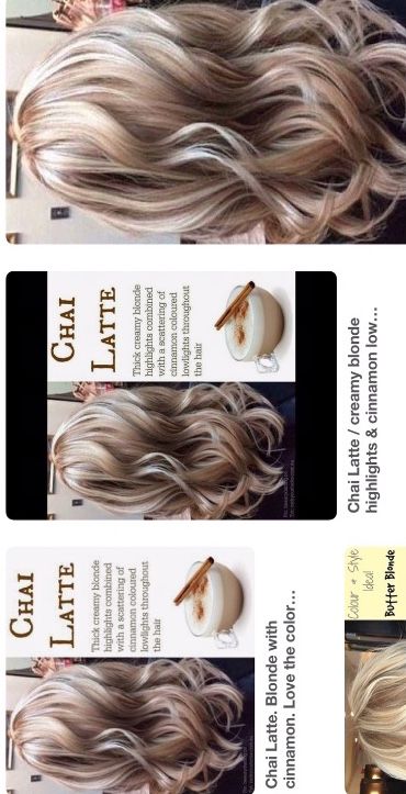 Chai Latte Hair Color, Latte Hair Color, Latte Hair, Creamy Blonde, Chai Latte, Blonde Color, Hair Color, Blonde, Hair