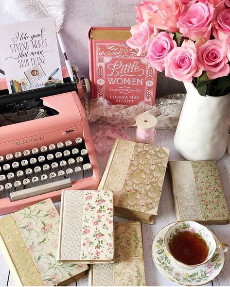 Soft Academia Aesthetic, Pink Typewriter, Author Dreams, Airy Photography, Bookstagram Inspiration, Paris Wallpaper, Pink Icing, Strong Words, Louisa May Alcott