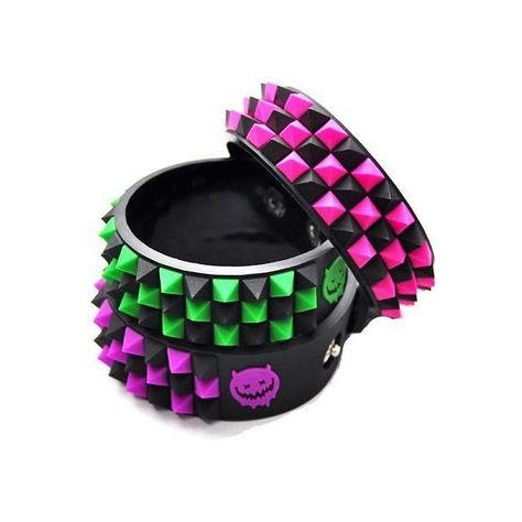 Smiley 3-Line Studded Rubber Bracelet ❤ liked on Polyvore featuring jewelry, bracelets, accessories, rubber bracelets, studded jewelry, rubber jewelry and rubber bangles Scene Bracelets, Bracelets Rubber, Rubber Jewelry, Scene Jewelry, Studded Bracelet, Scene Accessories, Scene Aesthetic, Scene Core, Scene Queens