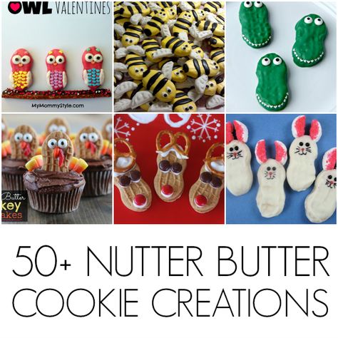 Nutter Butter cookie creatures - C.R.A.F.T. Candy Fudge, Butter Brownies, Spaceships And Laser Beams, Nutter Butter Cookies, Nutter Butter, Butter Cookie, Fun Kids Food, Bake Sale, Food Crafts