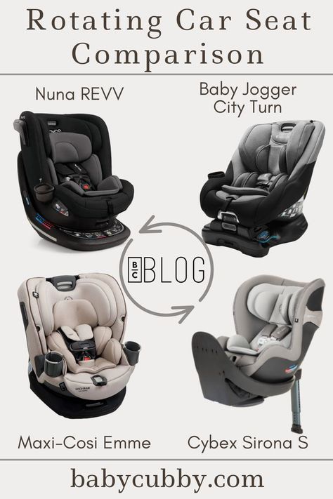 Rotating Convertible Car Seat Comparison: Nuna REVV, Baby Jogger City Turn, Maxi-Cosi Emme and Cybex Sirona S #carseats #convertiblecarseats Twin Baby Gear, Cybex Car Seat, Best Convertible Car Seat, Nuna Car Seat, Maxi Cosi Car Seat, Best Baby Car Seats, Best Car Seats, Baby Car Seat, Convertible Car