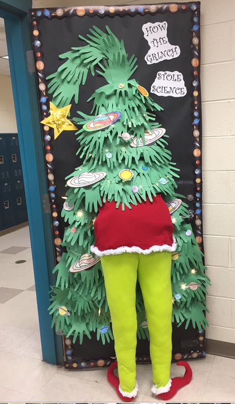 Grinch Stole Christmas Door Decorations, The Grinch Classroom Door Ideas, The Grinch Door Ideas, Whoville Office Door Decorating Ideas, Grinch Door Contest, Door Decorating Classroom Christmas, Christmas Door Contest Winners, Teacher Door Christmas Decorations, Christmas Door Ideas For Classroom Grinch