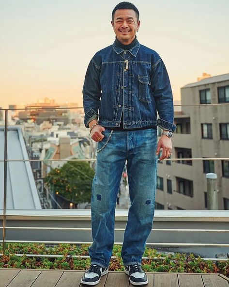 All Blue Outfit, Men's Denim Style, Vintage Menswear, American Casual, Vintage Outfit, Denim Style, Blue Outfit, Denim Fashion, Mens Clothing Styles