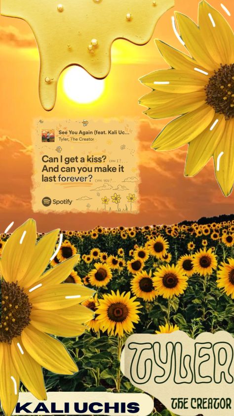 #seeyouagain #sunflower #wallpaper #tylerthecreatorshuffle #kaliuchis See You Again Wallpaper Tyler, See You Again Wallpaper, Tyler The Creator See You Again, See You Again Tyler The Creator, Flower Boy Wallpaper, Kendrick Album, Wallpaper Sunflower, Arte Pop Up, Lego Poster