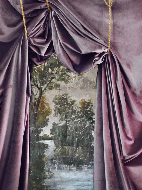 Canvas Backdrop, Jennifer Lanne, Vintage Backdrop, Theatre Curtains, Paintings Artwork, Vintage Curtains, Stage Design, Draped Fabric, Design Inspo