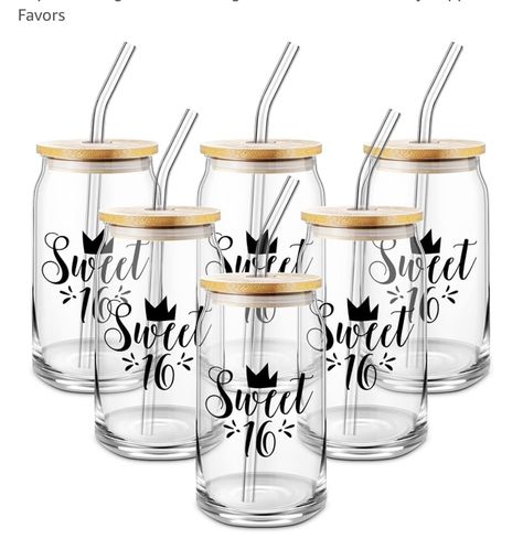 Sweet 16 Party Favors Ideas, 16 Birthday Party Favors, 16 Birthday Parties, Party Favors Sweet 16, Sweet Sixteen Party Favors, Jar Cups, Sweet 16 Party Themes, Sweet 16 Party Favors, Student Party